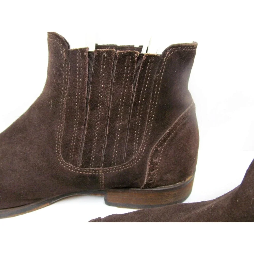 Johnston & Murphy  Suede Captoe Chelsea Ankle Boots US 11.5 M 1850 Mend Brown